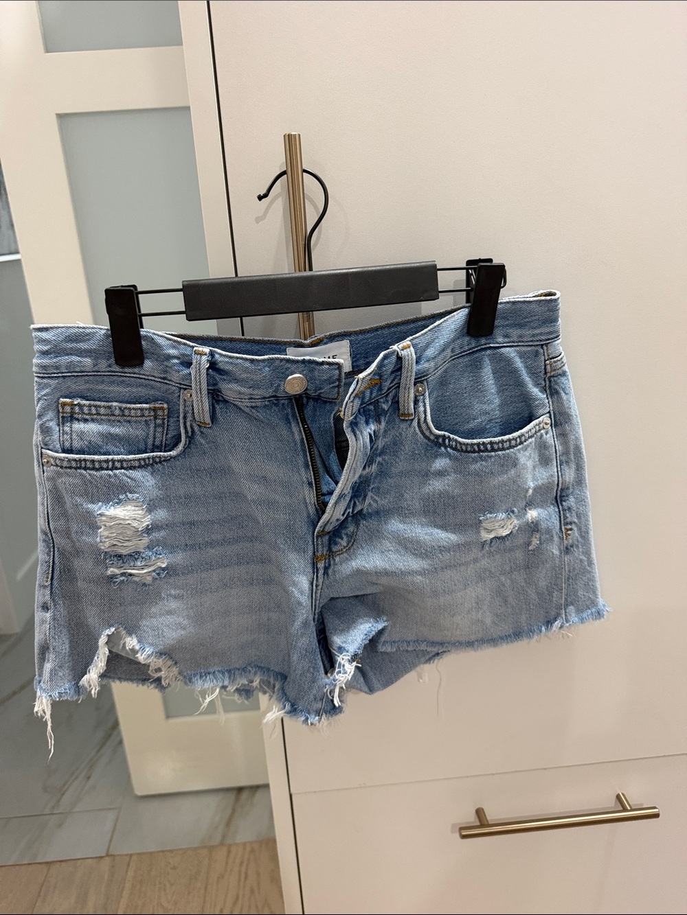 Frame Denim Light Wash Distressed Cutoff Shorts